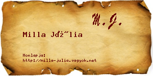 Milla Júlia névjegykártya